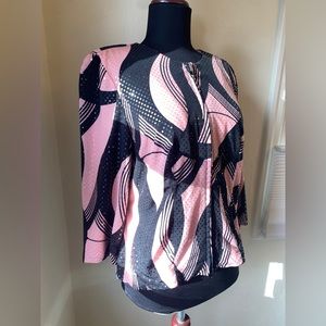 JOESEPH RIBKOFF - Size 10 pink and black blouse